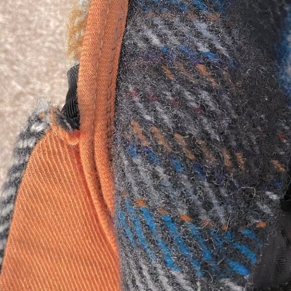 Vintage Blue White Mustard Wool Plaid Trapper Style Hat - Picture 5 of 7